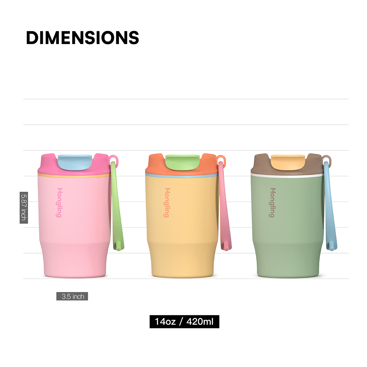 Wholesale 14oz Stainless Steel Coffee Tumbler with Dual Drinking Lid & Lanyard, Insulated Travel Mug OEM/ODM
