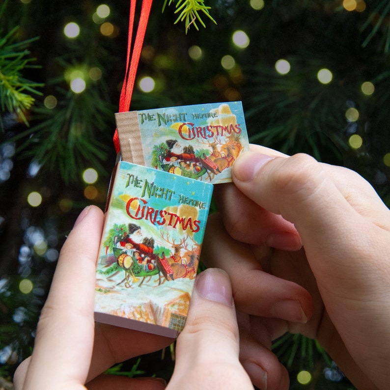 圣诞树装饰&ldquo;圣诞前夜&rdquo;维多利亚诗歌、微型书、圣诞装饰品、复古圣诞节图像 1