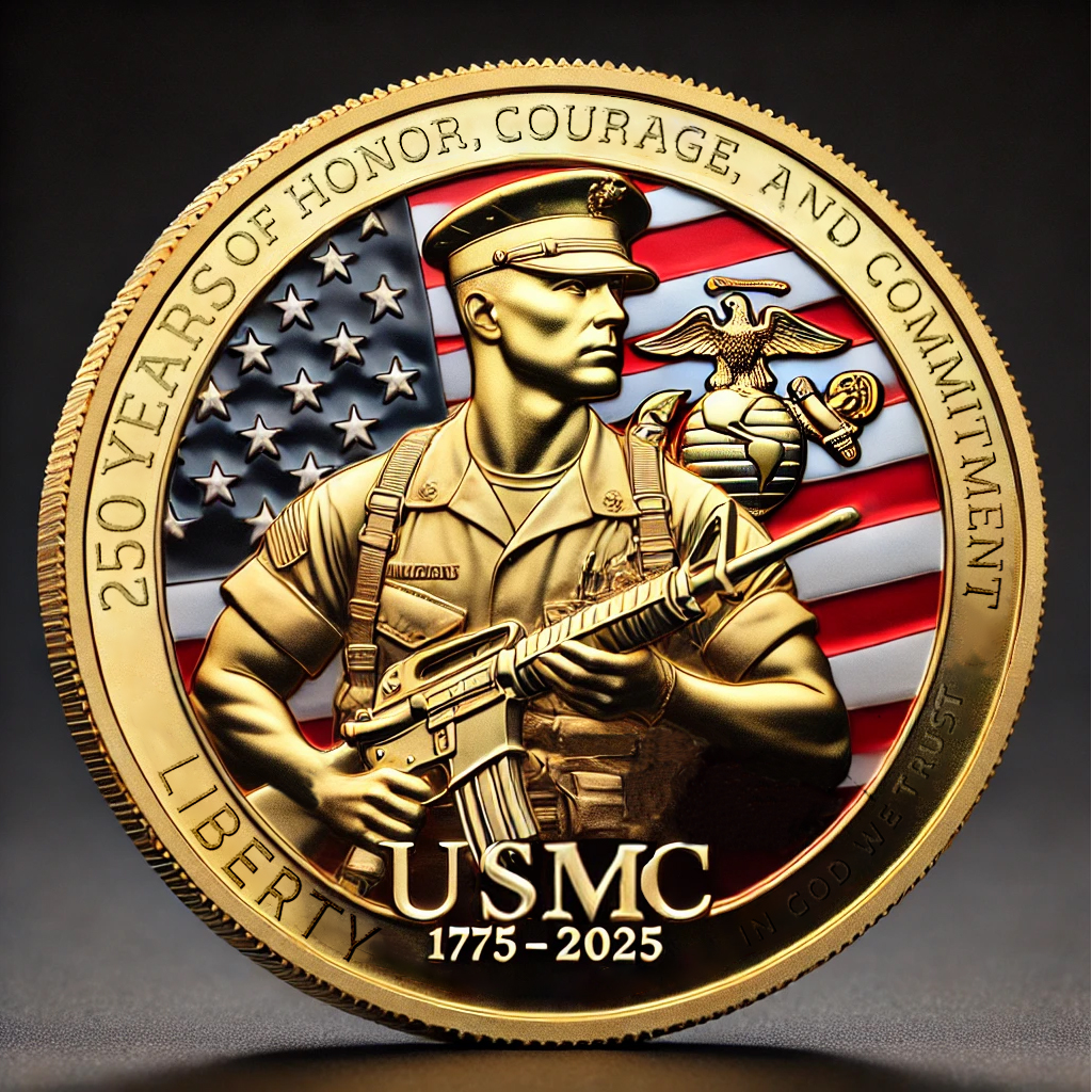 U.S. Marine Corps 250th Anniversary Gold Coin - A Symbol of Honor and Loyalty
