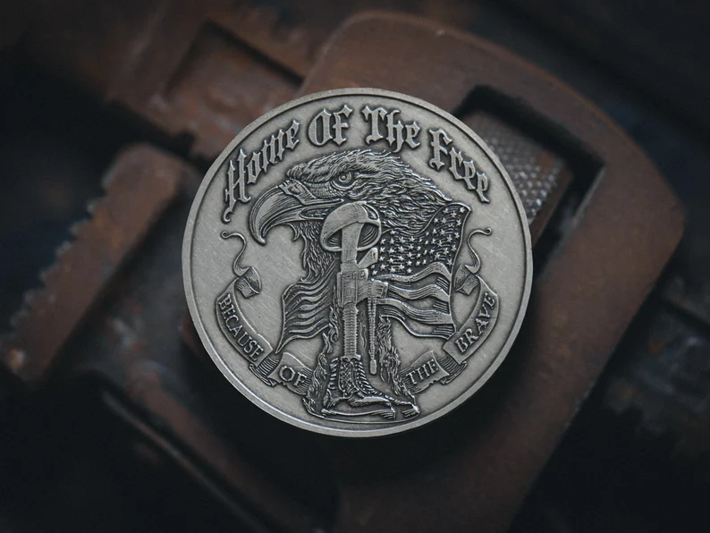 Patriotic Coin | US Military Freedom Eagle Challenge Coins | ARMY Veteran Proudly Served Commemorative Collectible Challenge Coin