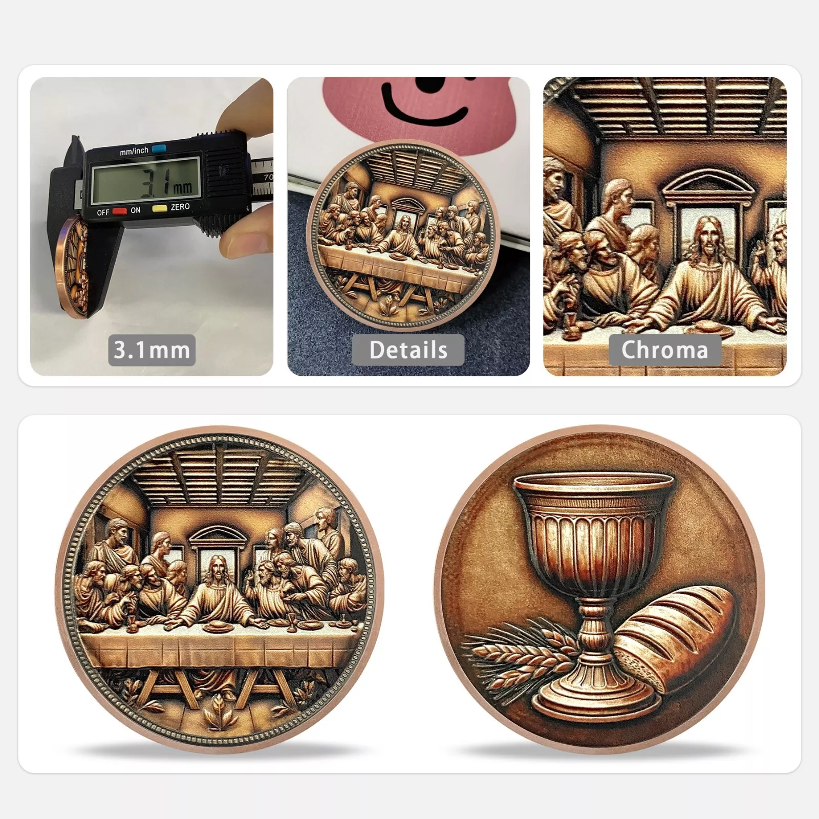 The Last Supper Religious Challenge Coin, Religious Faith Token Christian Gifts