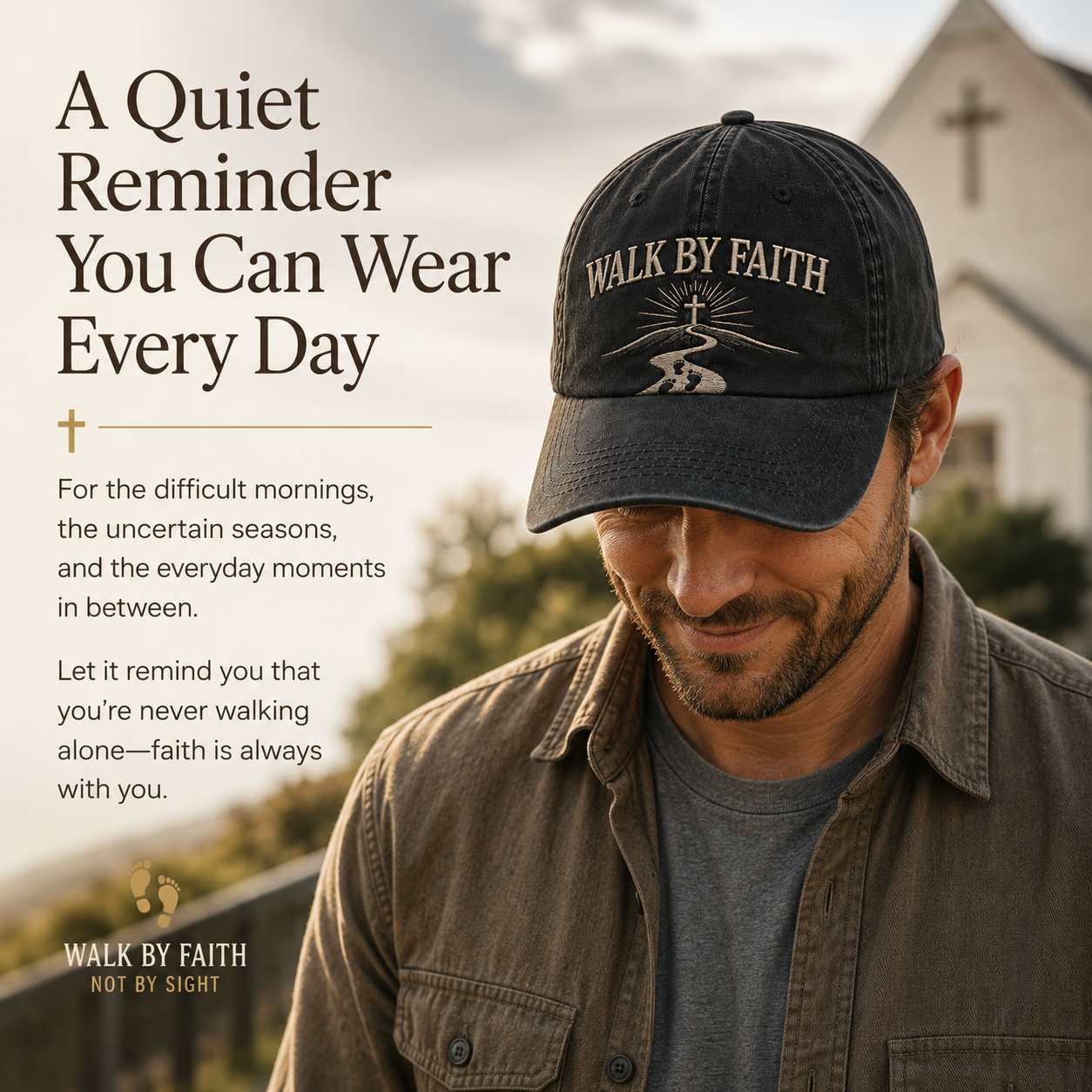 WALK BY FAITH Vintage Christian Embroidered Cap