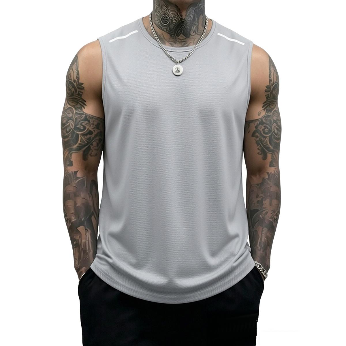 4-piece men’s fitness tank top set: casual soft sleeveless muscle T-shirt