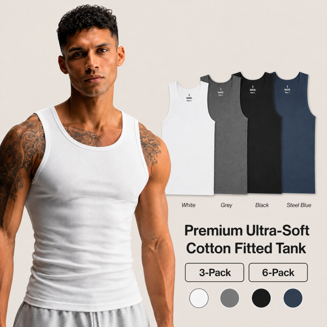 Premium Ultra-Soft Cotton Fitted Tanks 3 Pack