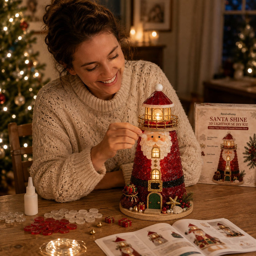 🎄Beginner-Friendly DIY Lighted Christmas Character Sea Glass-Style Lighthouse Kit Collection 💕