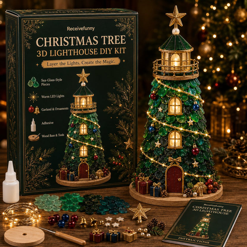 🎄Beginner-Friendly DIY Lighted Christmas Character Sea Glass-Style Lighthouse Kit Collection 💕