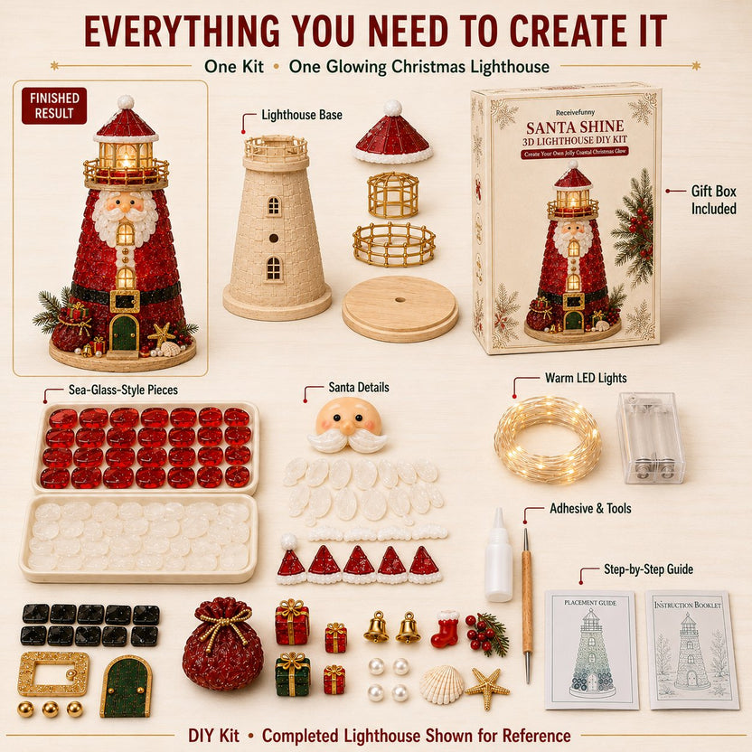 🎄Beginner-Friendly DIY Lighted Christmas Character Sea Glass-Style Lighthouse Kit Collection 💕