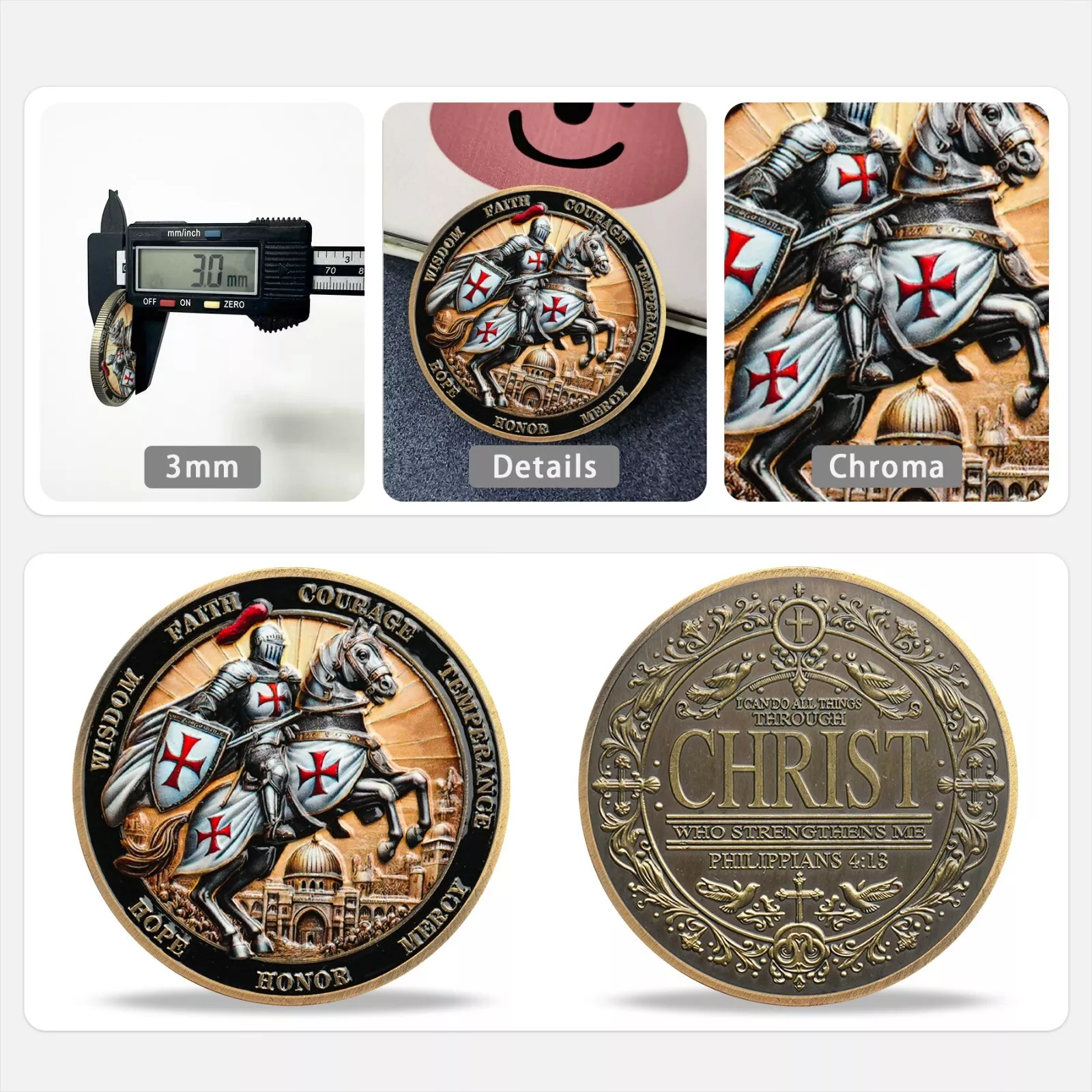 Knights Templar Christian Challenge Coin