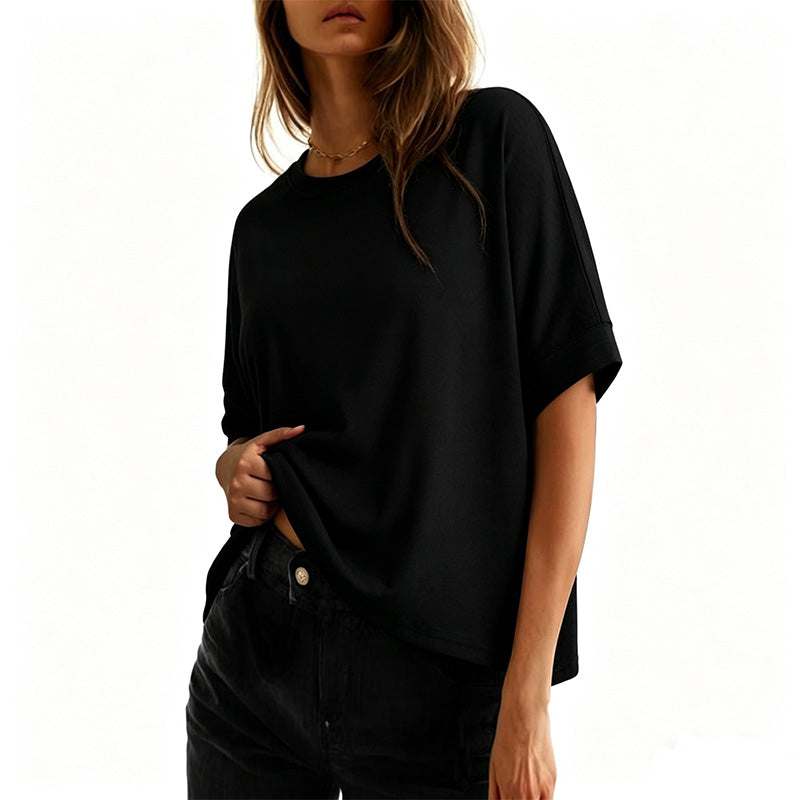 👚Hot Sale 50% OFF☁️2026 Women's Loose Oversized Basic Tee Comfortable Soft Fabric Flattering Fit 🌸