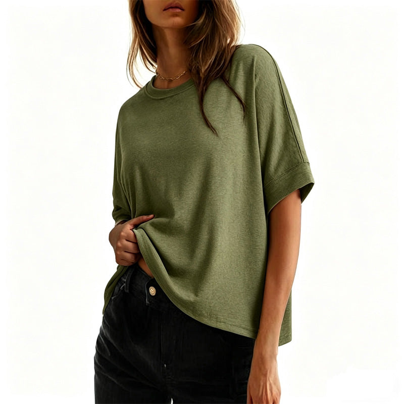 👚Hot Sale 50% OFF☁️2026 Women's Loose Oversized Basic Tee Comfortable Soft Fabric Flattering Fit 🌸