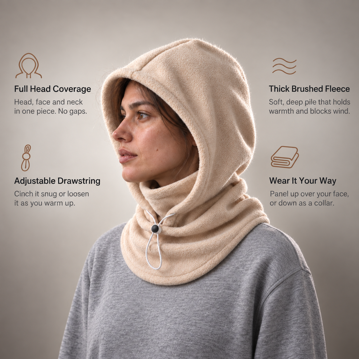 3‑in‑1 winter balaclava hood