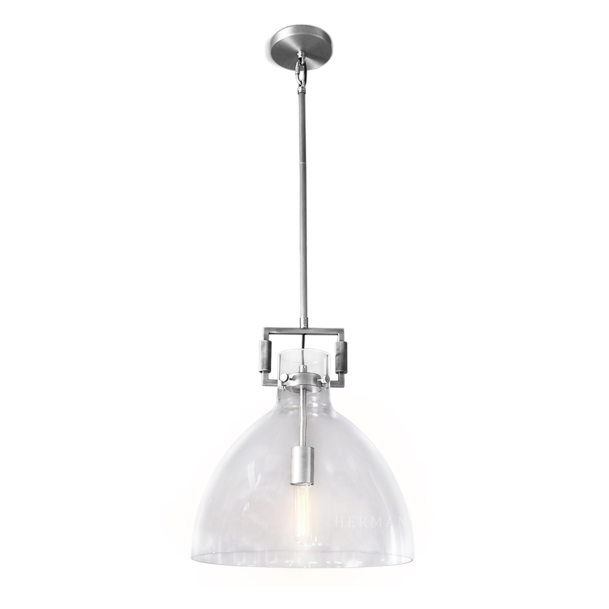 Machines Cloche Machinist Glass Globe Shade Pendant Light 10'', 14'', 18''