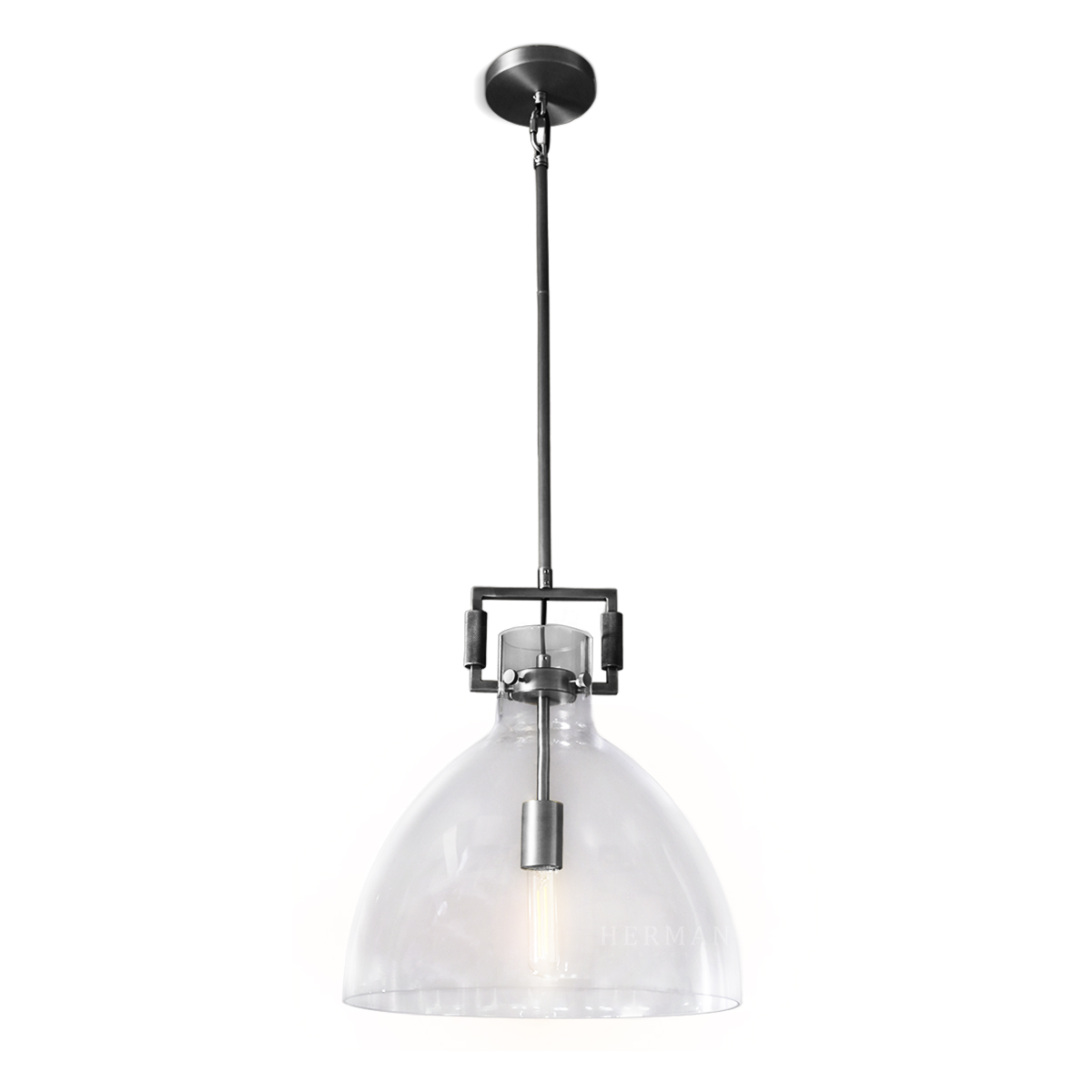 Machines Cloche Machinist Glass Globe Shade Pendant Light 10'', 14'', 18''