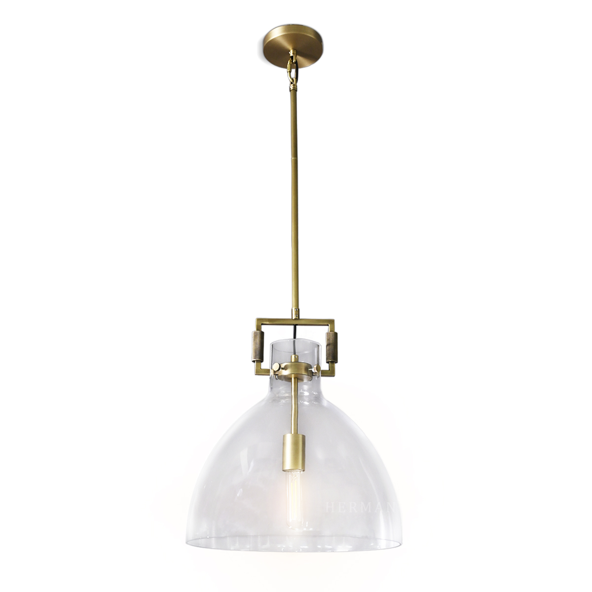 Machines Cloche Machinist Glass Globe Shade Pendant Light 10'', 14'', 18''
