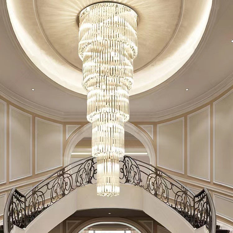 Extra Large Multi-layer Crystal Flush Mount Chandelier for High-Ceiling Space
