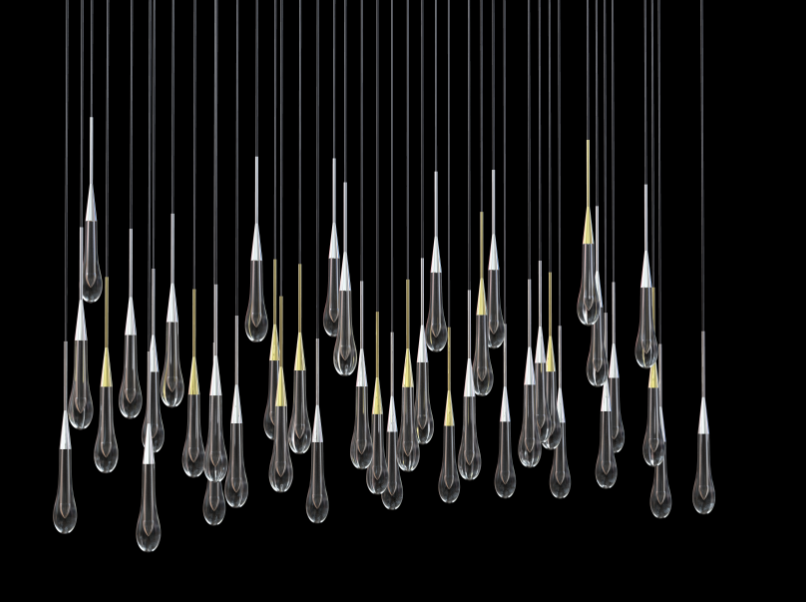 Raindrop Glass Solitaire Linear Chandelier
