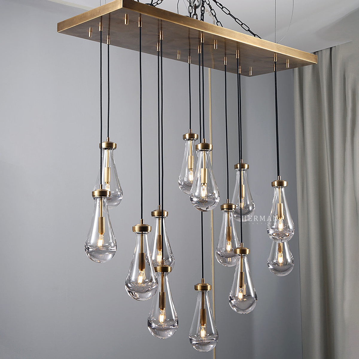 Raindrop Linear Chandelier 54", Rain Chandelier