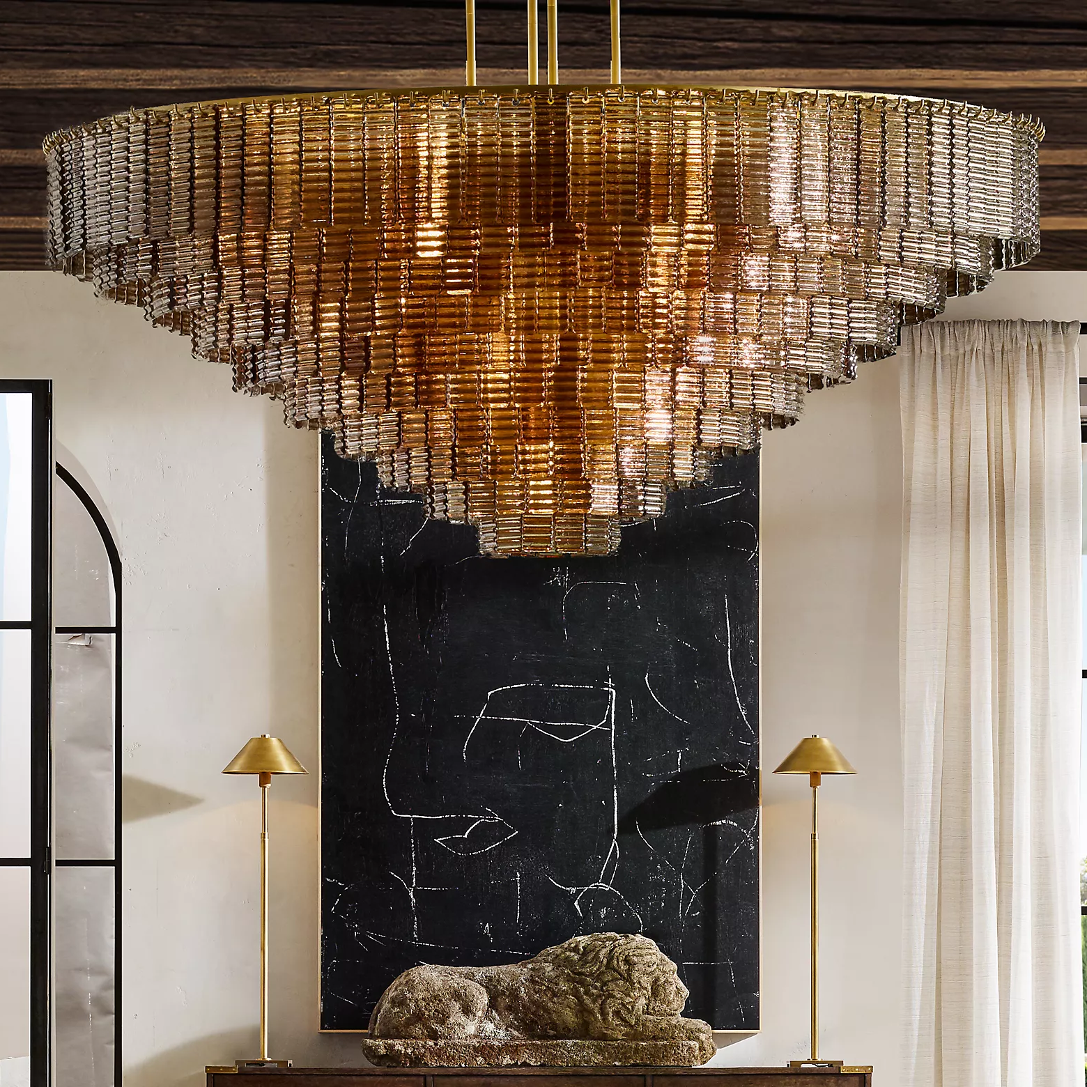 Sirens Glass Round Chandelier 65"