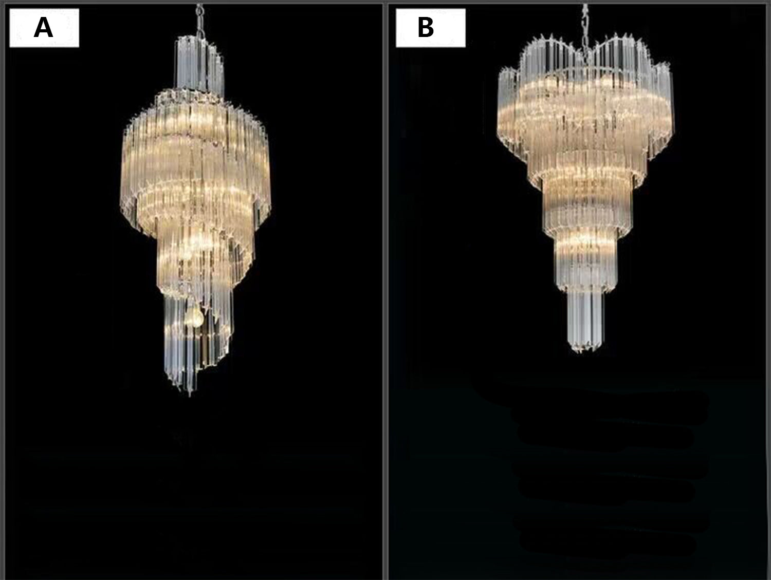 Extra Large Art Cascade Spiral Crystal Chandelier