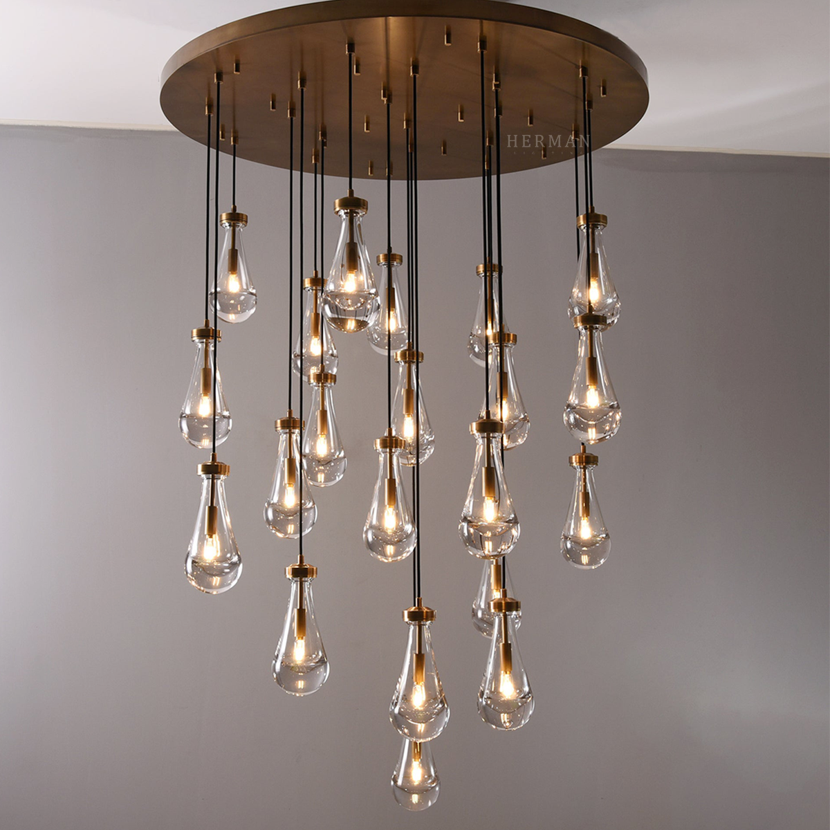 Raindrop Round Chandelier 47", Rain Chandelier