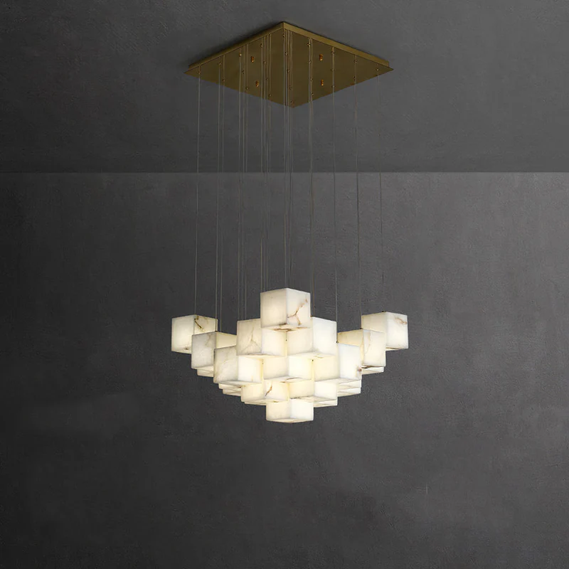 Alabaster Cubic Linear Chandelier