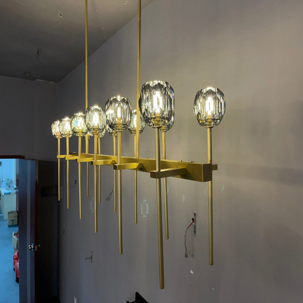 Boule Cristal Double Linear Chandelier 60"