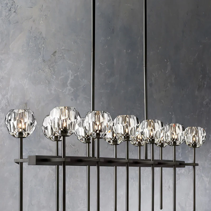 Boule Cristal Double Linear Chandelier 60"