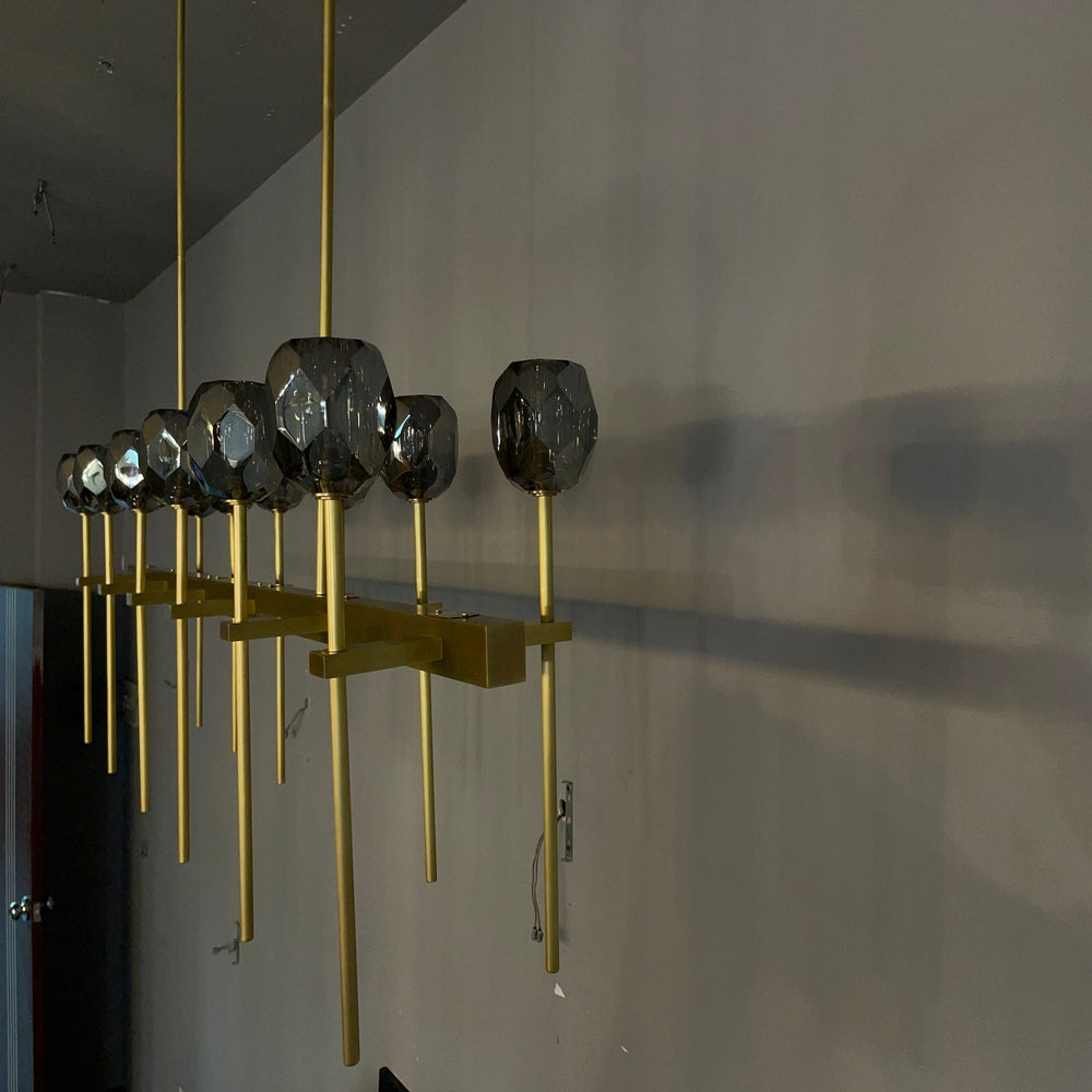 Boule Cristal Double Linear Chandelier 60"