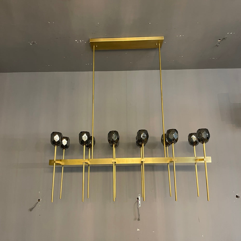 Boule Cristal Double Linear Chandelier 60"