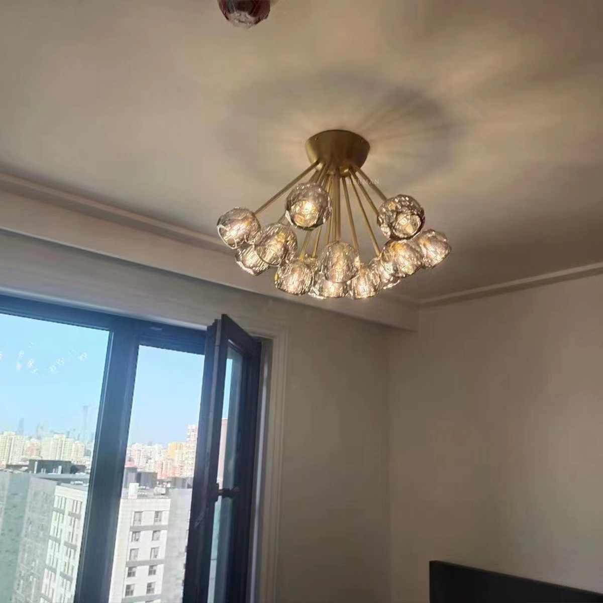 Boule Crystal Glass Round Flushmount 24″