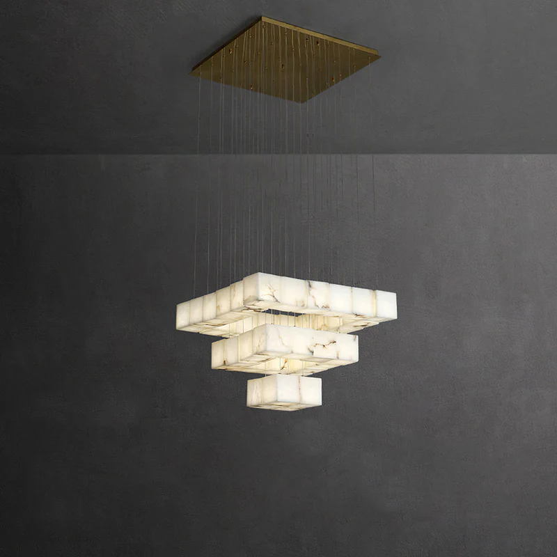 Alabaster Cubic Linear Chandelier