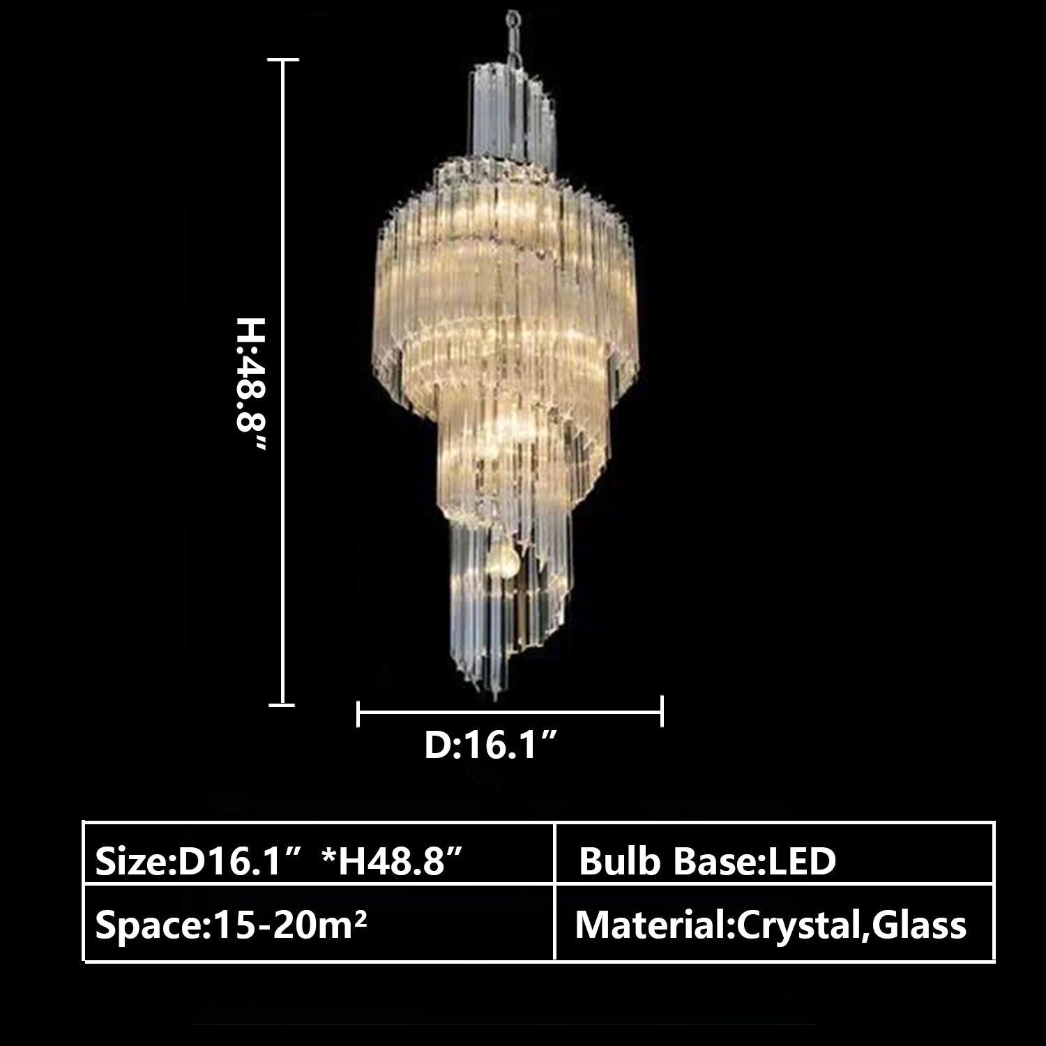 Extra Large Art Cascade Spiral Crystal Chandelier