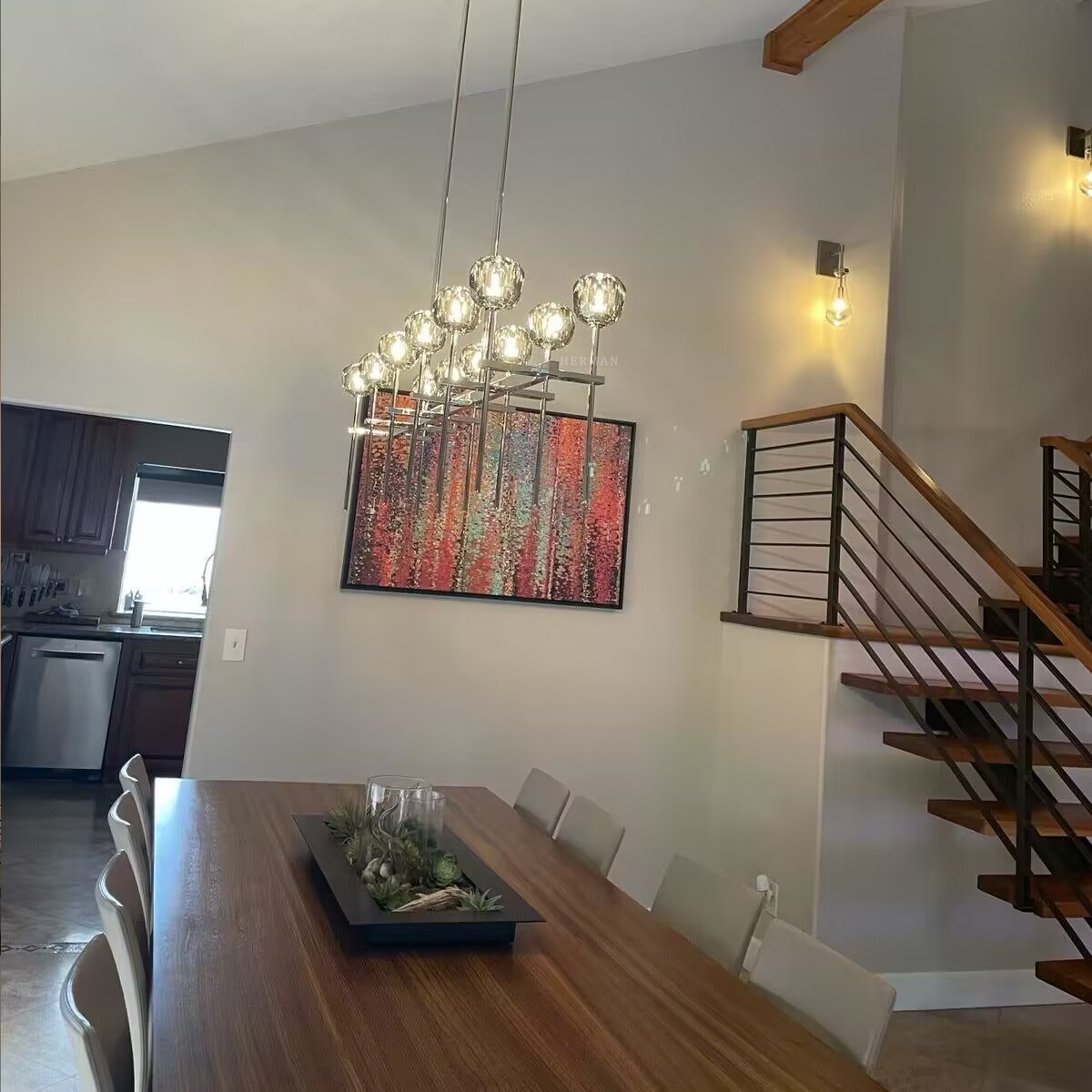 Boule Cristal Double Linear Chandelier 60"