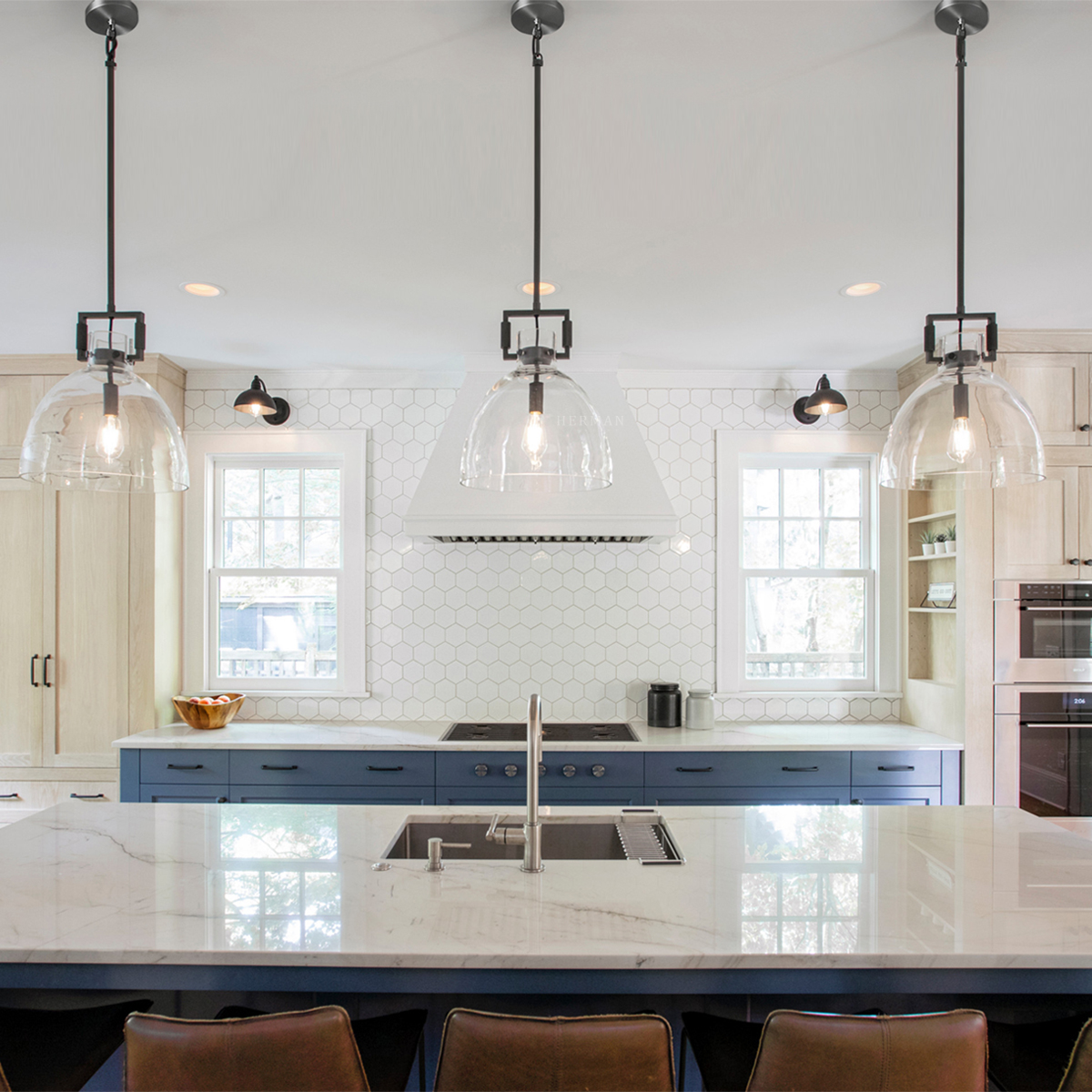 Machines Cloche Machinist Glass Globe Shade Pendant Light 10'', 14'', 18''