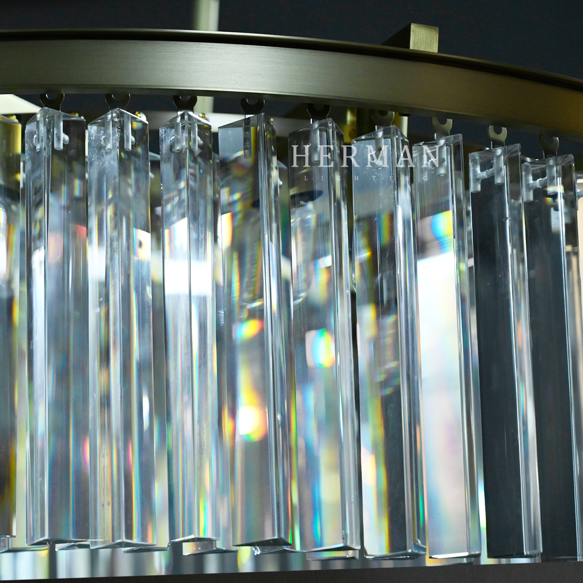 Rhys Round Chandelier 32" ,Crystal Prism