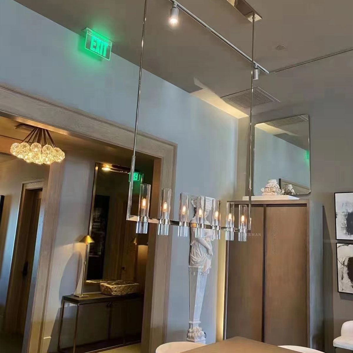 Ravelle Linear Chandelier For Art Blown Glass 59"