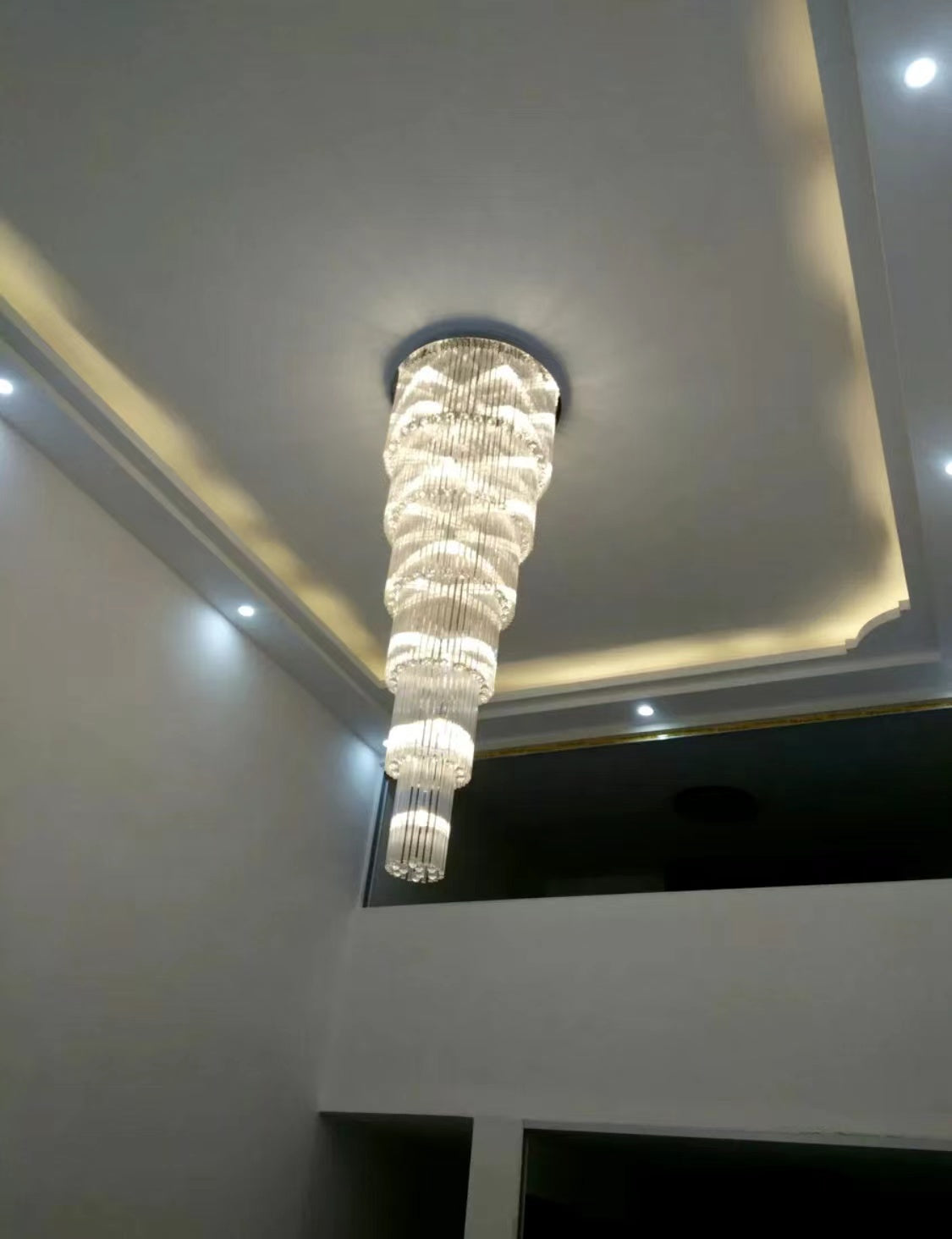Extra Large Multi-layer Crystal Flush Mount Chandelier for High-Ceiling Space