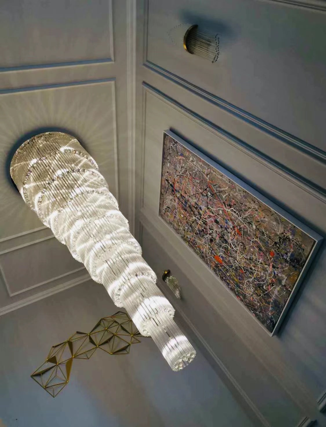 Extra Large Multi-layer Crystal Flush Mount Chandelier for High-Ceiling Space