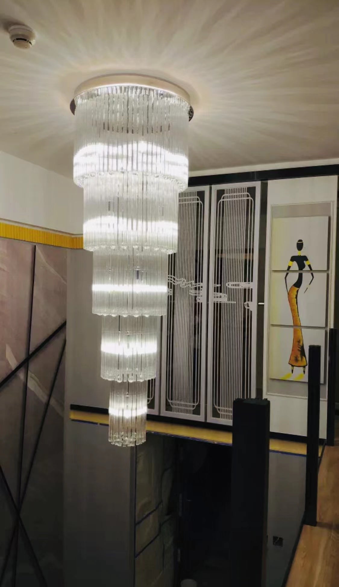 Extra Large Multi-layer Crystal Flush Mount Chandelier for High-Ceiling Space