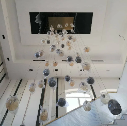 Extra Large Flush Mount Multiple Glass Bubble Pendant Chandelier for Living Room