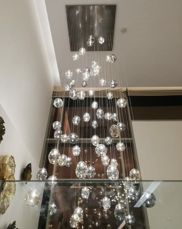 Extra Large Flush Mount Multiple Glass Bubble Pendant Chandelier for Living Room