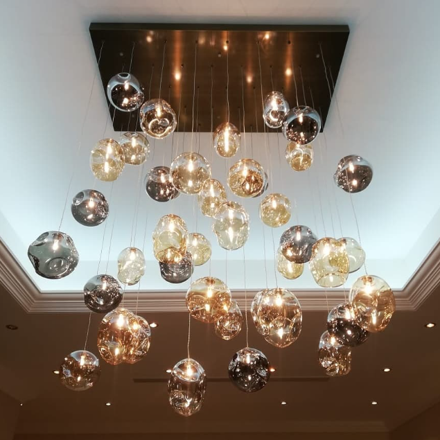 Extra Large Flush Mount Multiple Glass Bubble Pendant Chandelier for Living Room