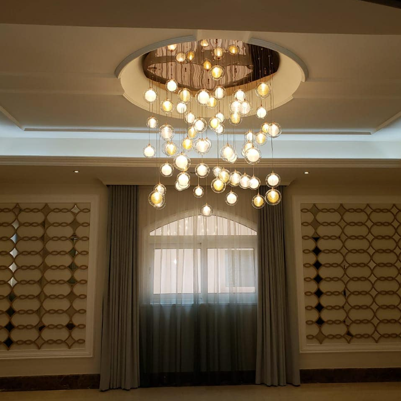 Extra Large Flush Mount Multiple Glass Bubble Pendant Chandelier for Living Room