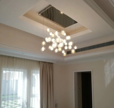 Extra Large Flush Mount Multiple Glass Bubble Pendant Chandelier for Living Room