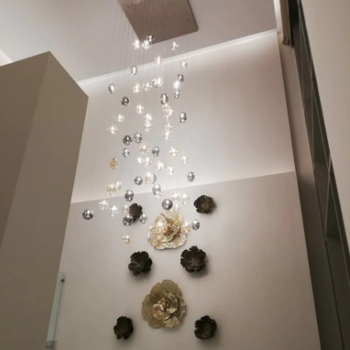 Extra Large Flush Mount Multiple Glass Bubble Pendant Chandelier for Living Room