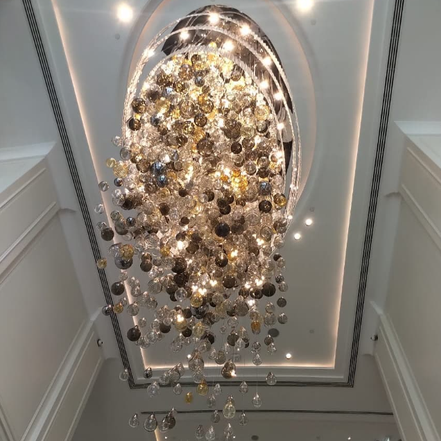 Extra Large Flush Mount Multiple Glass Bubble Pendant Chandelier for Living Room