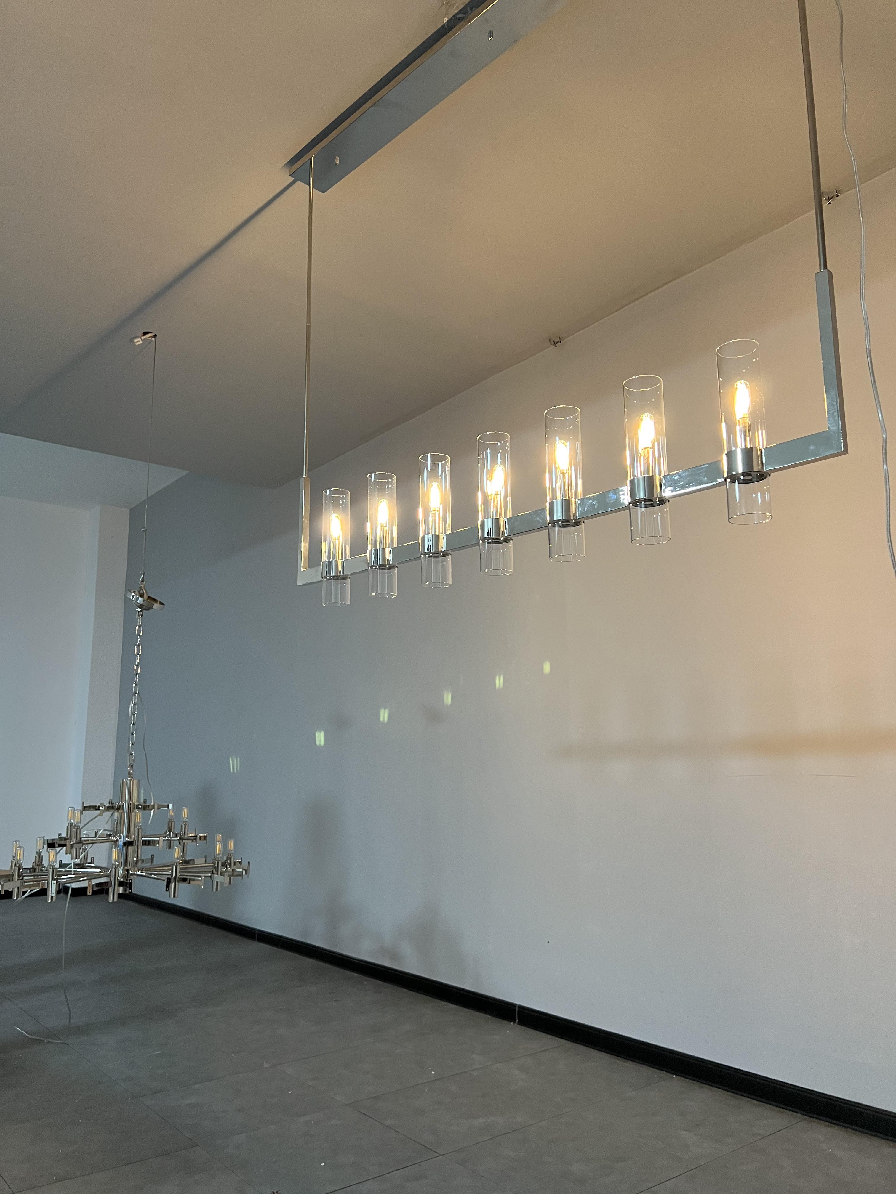 Ravelle Linear Chandelier For Art Blown Glass 59"