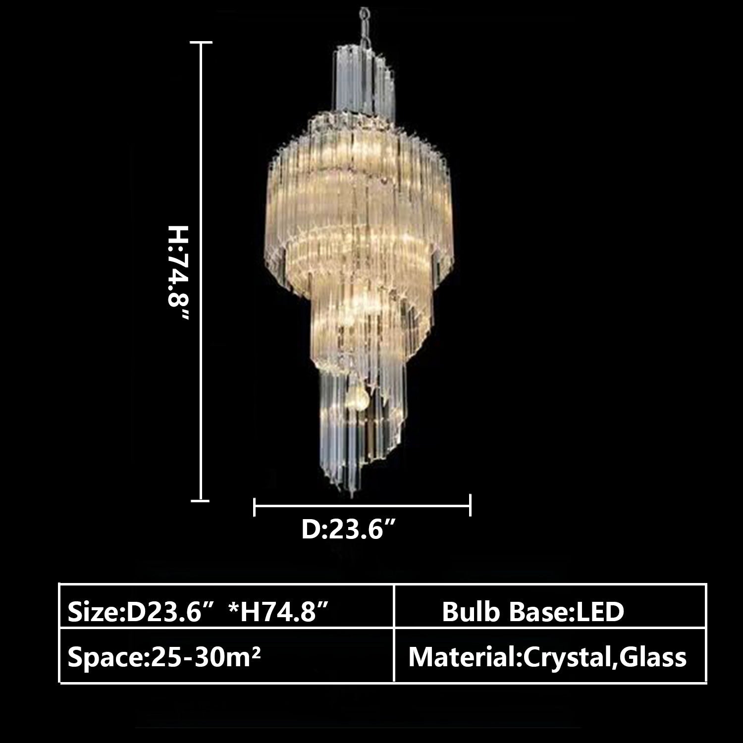 Extra Large Art Cascade Spiral Crystal Chandelier