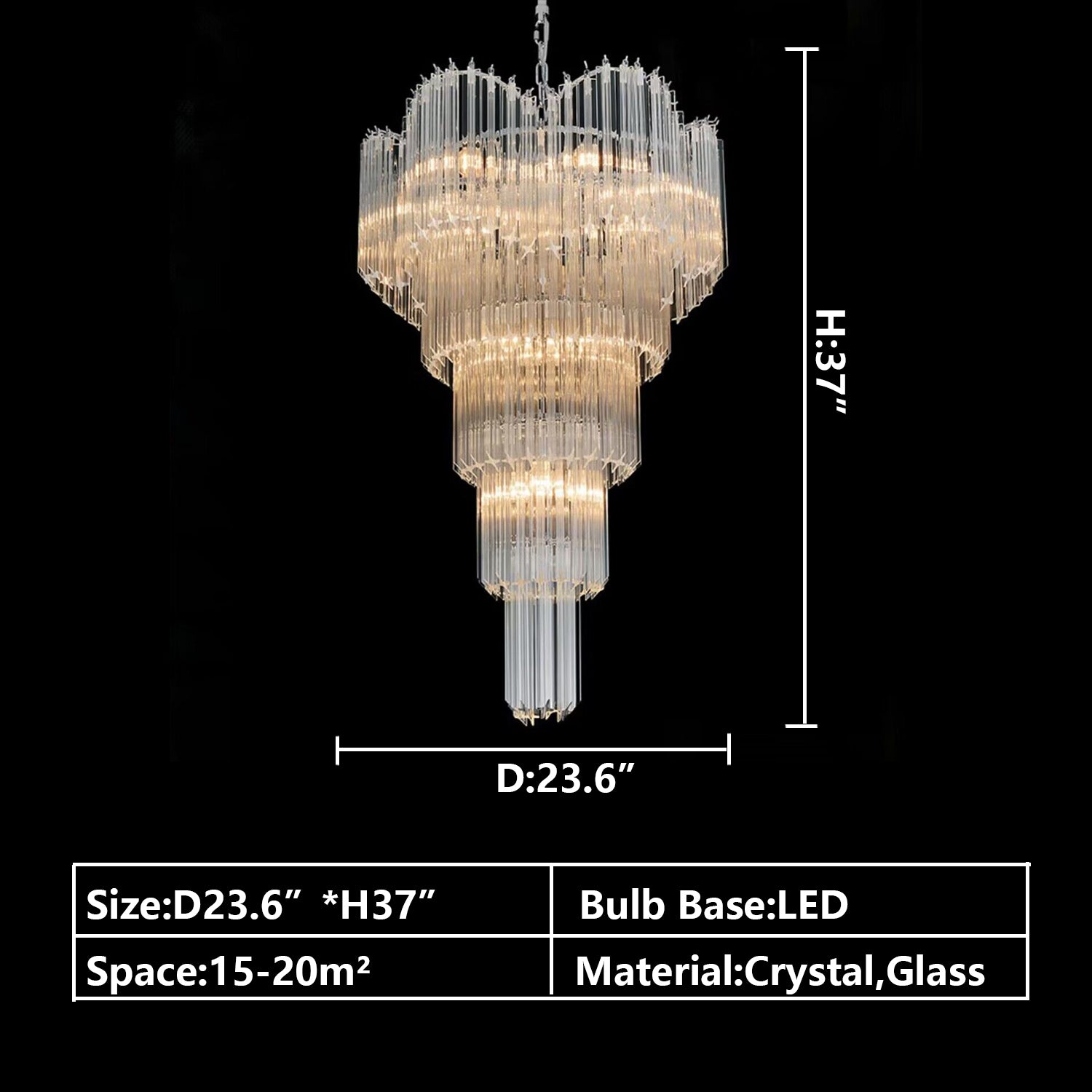Extra Large Art Cascade Spiral Crystal Chandelier