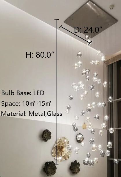 Extra Large Flush Mount Multiple Glass Bubble Pendant Chandelier for Living Room